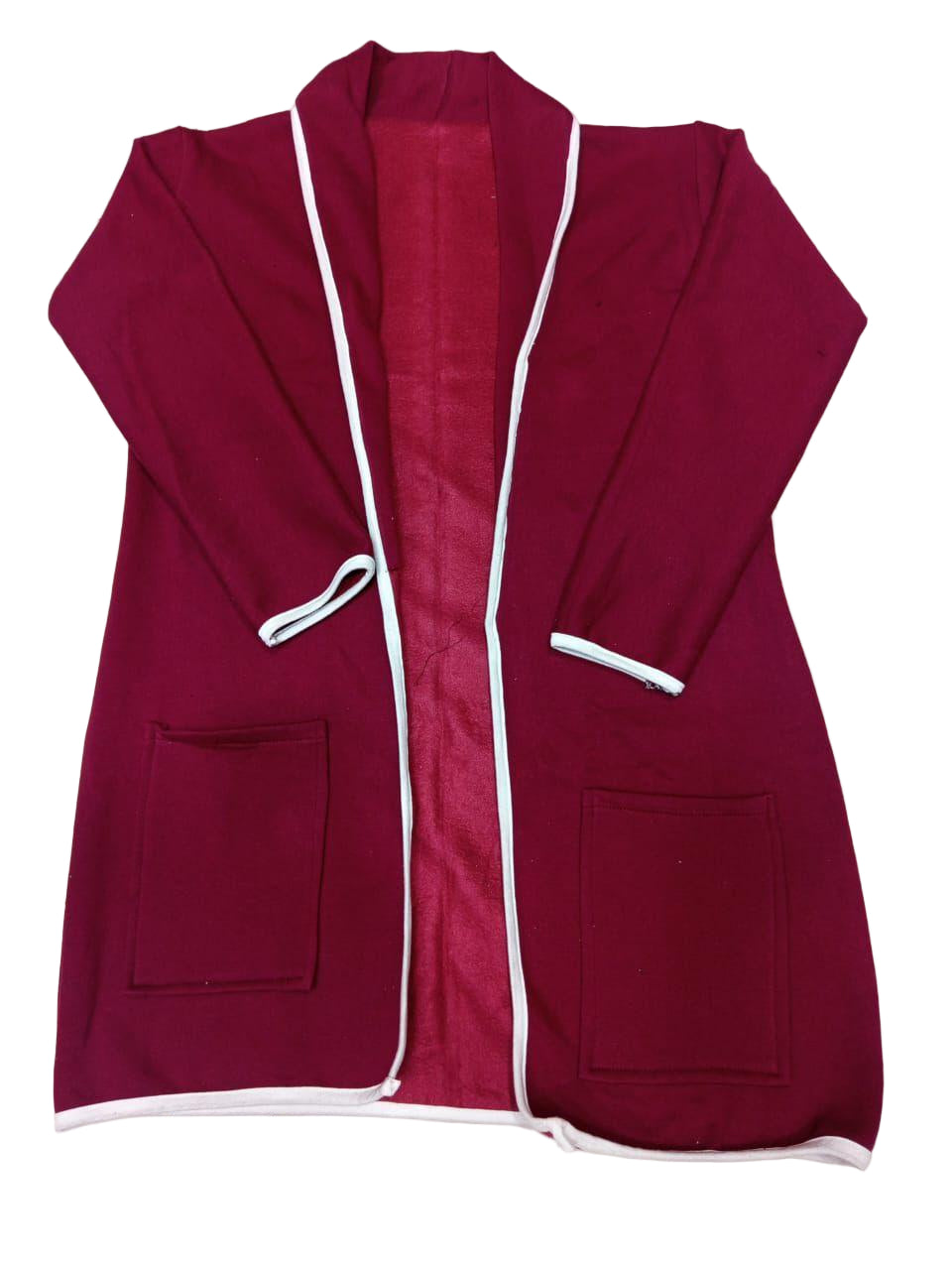 1 Pc Women's Stitched Fleece Plain Lapel Coat