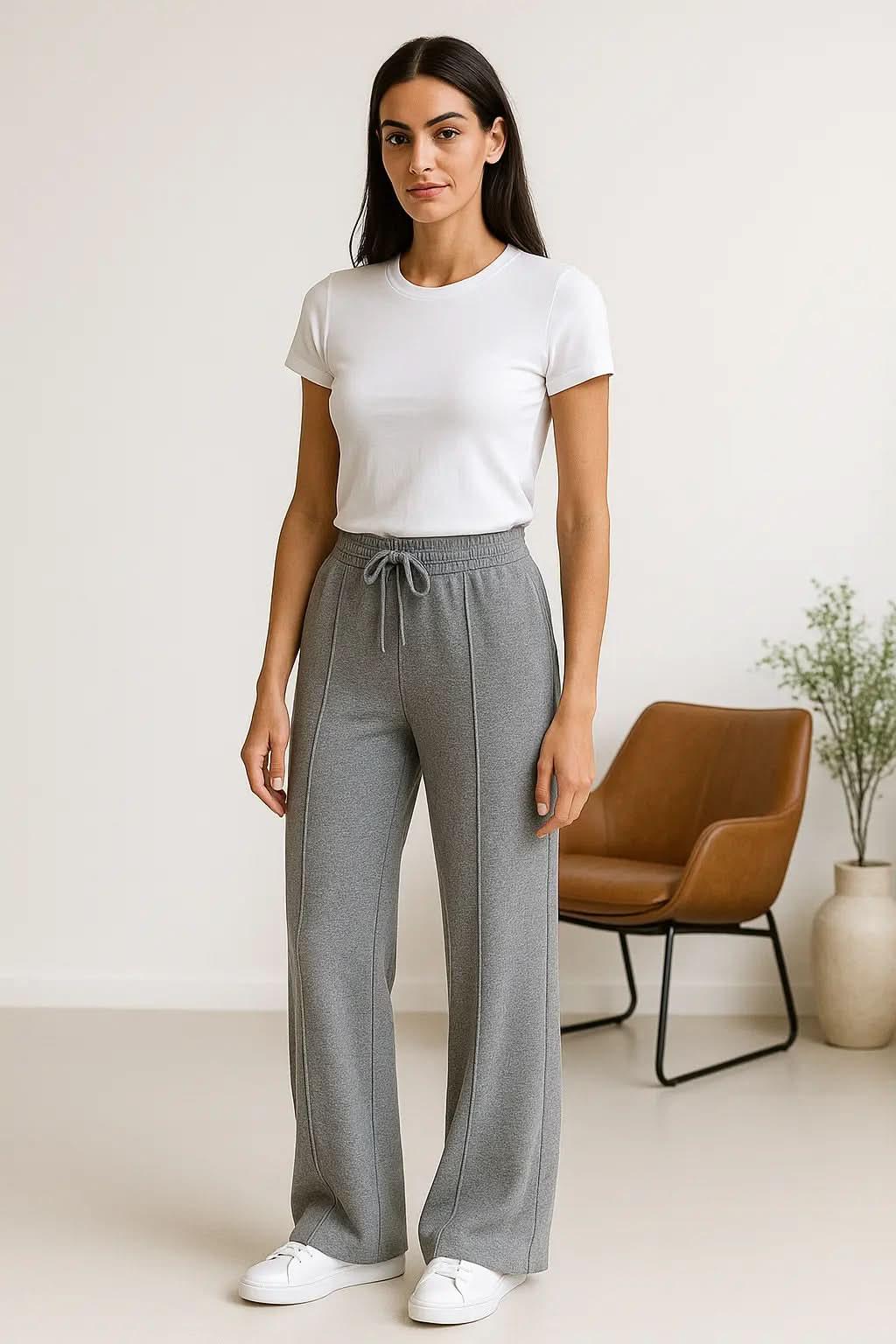 Elevate Wide-Leg Lounge Trousers – Heather Grey
