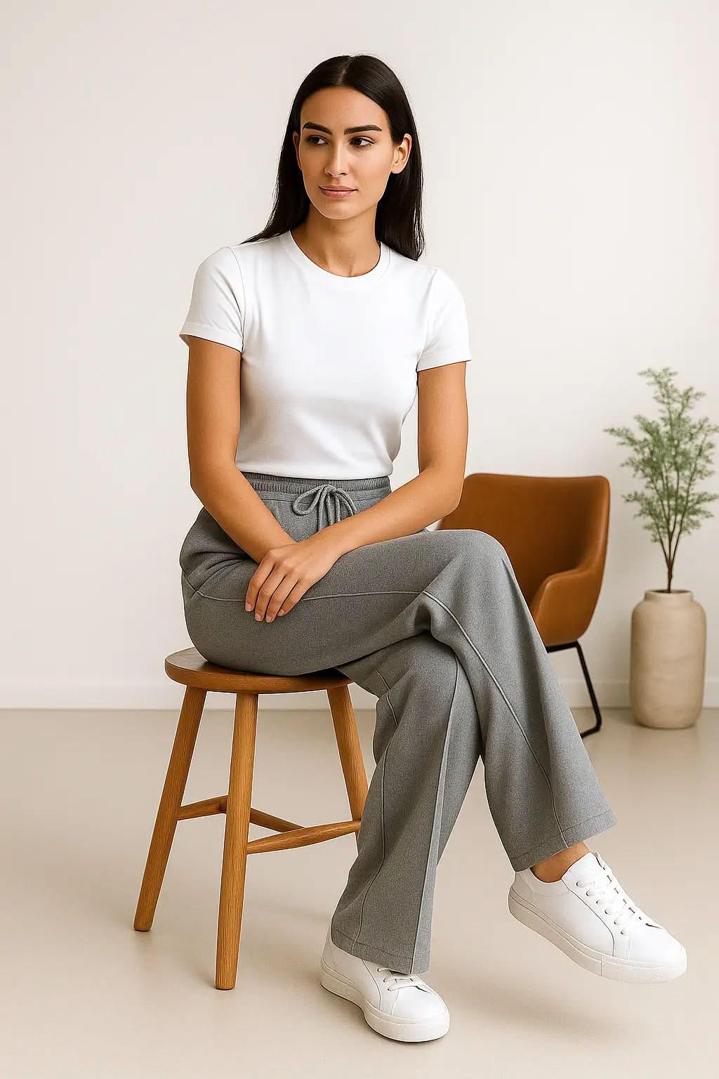 Elevate Wide-Leg Lounge Trousers – Heather Grey