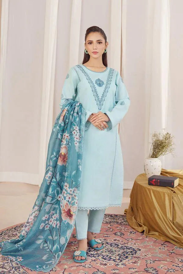3 Pcs Women's Unstitched Embroidered Suit