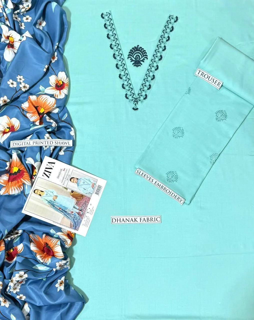 3 Pcs Women's Unstitched Embroidered Suit