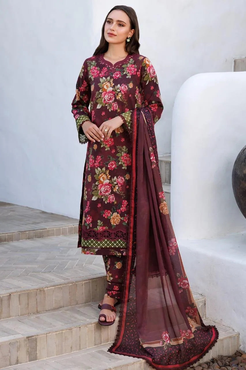 3 Pcs Women's Unstitched Printed Suit